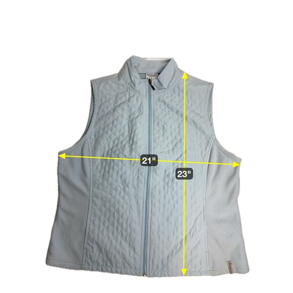 Columbia Light Blue Diamond Quilted/Fleece Vest Full Zip Ski Womens Size Large L - Picture 10 of 12
